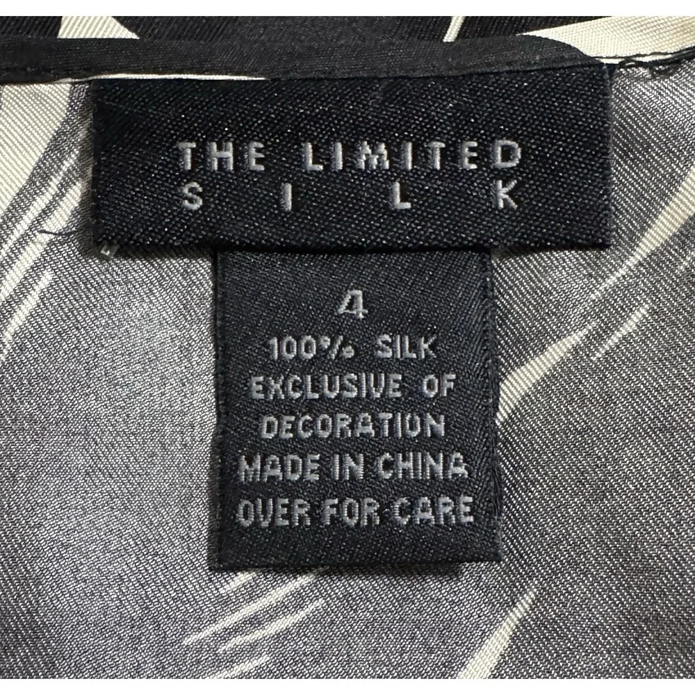 The Limited Silk Skirt Women's Size 4 Black & Cream‎ Floral Geometric Artsy